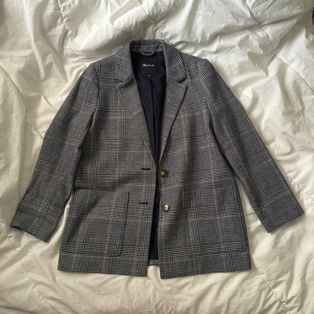 Madewell Dorset Blazer in Navy Glen Plaid. Size Medium.